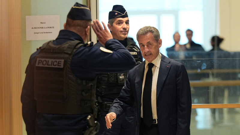 Nicolas Sarkozy pictured as he arrived at the courthouse in Paris