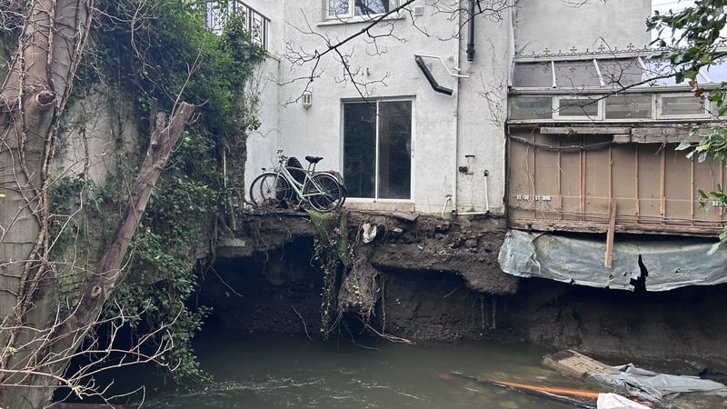The back garden of Ellen Blehein and Robery Somerville's Inchicore home fell into the River Camac