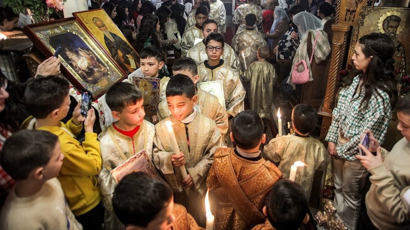 A Christmas service at the Church of Saint Porphyrius in Gaza City