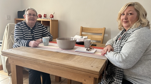 Sharon Keeley visiting Ann Rice at her home in Carlow