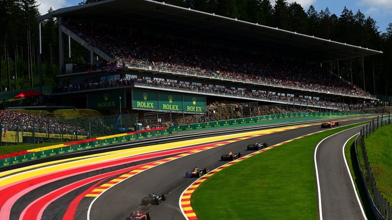 Drivers tackle the renowned Eau Rouge corner during the 2024 race
