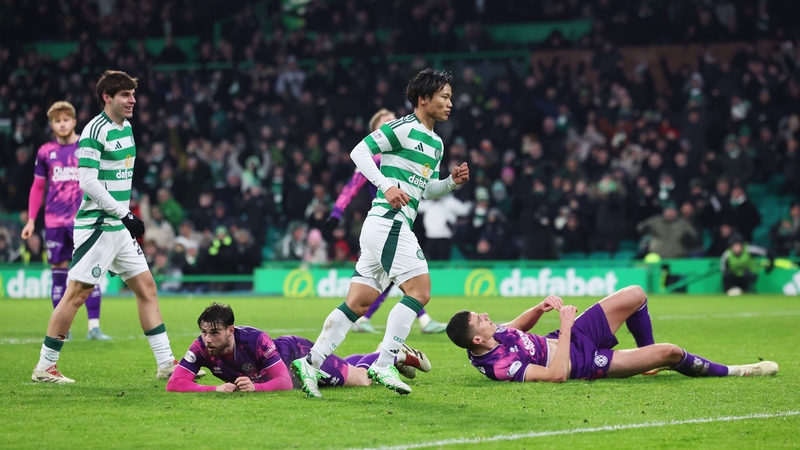 Reo Hatate after scoring Celtic's second goal
