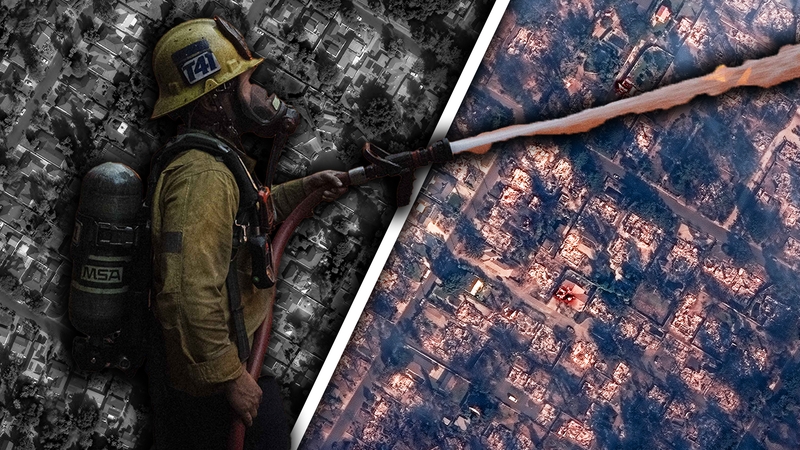 Composite based on images from providers Getty and Maxar