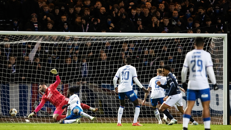 Dundee's Oluwaseun Adewumi fires home an early goal for the hosts