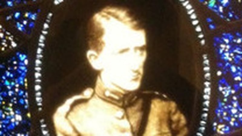 Detail from Richard Mulcahy (c. 1925) attributed to Harry Clarke, on loan to the National Museum of Ireland from the Mulcahy Family.