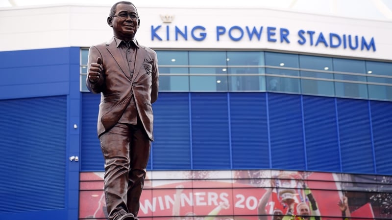 A statue of the late Leicester City chairman Vichai Srivaddhanaprabha outside the club's ground