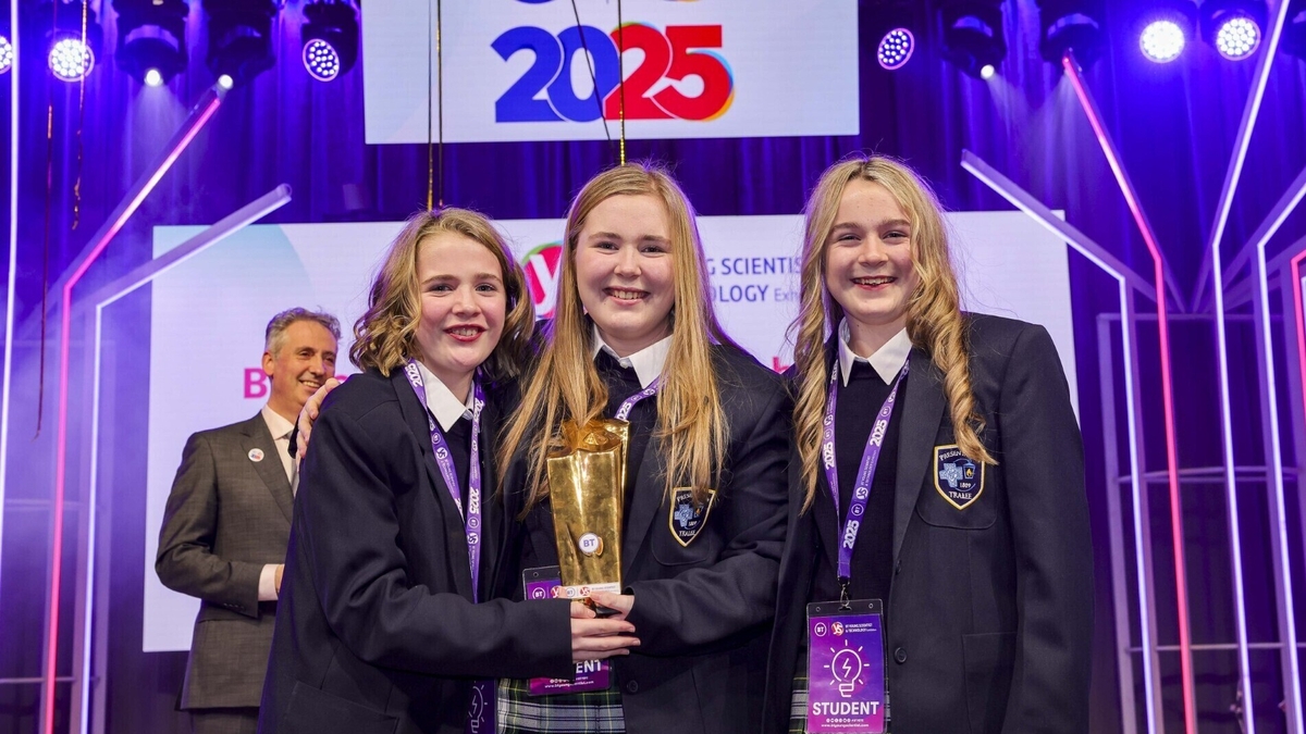 The three sisters who won the BT Young Scientist competition have heroes welcome