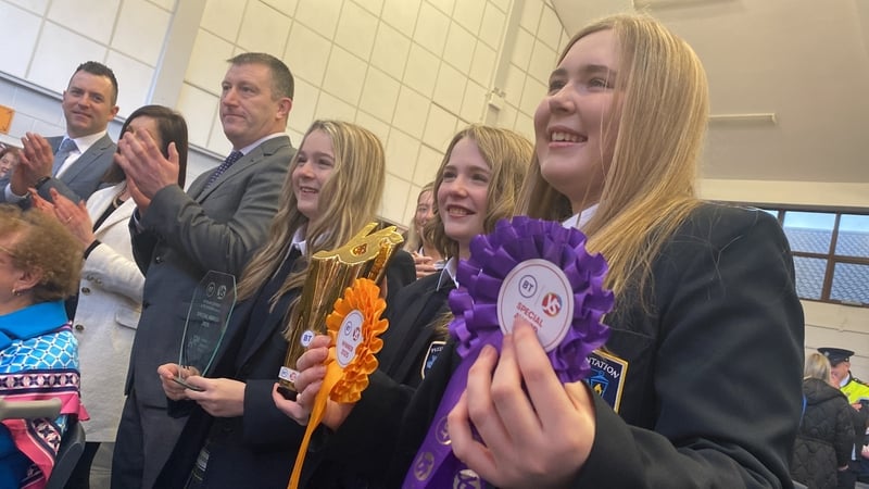 The girls won the overall competition with their 'Aid Care Treat' project