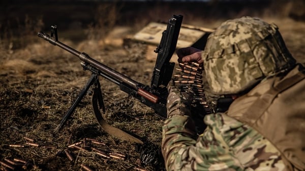 A Ukrainian soldier during shooting training in Donetsk Oblast this month