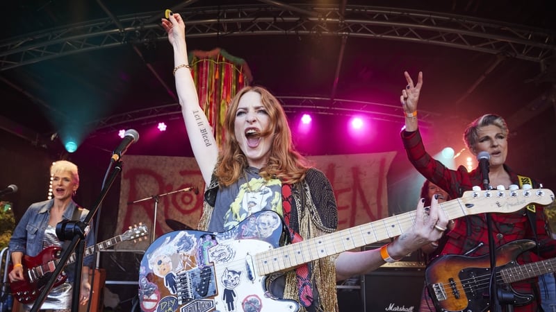 Amelia Bullmore, Rosalie Craig and Tamsin Greig in a first look picture of Riot Women will premiere on BBC iPlayer and BBC One in the UK later this year. Photo credit: Helen Williams/Drama Republic Ltd/BBC/PA Wire