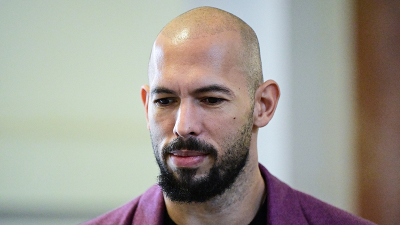 Andrew Tate pictured at a court hearing last month