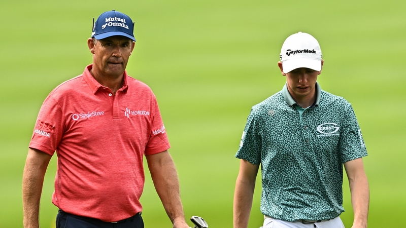 Padraig Harrington alongside Tom McKibbin at the 2023 Horizon Irish Open