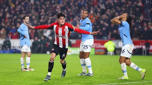 Christian Norgaard celebrates after scoring a late equaliser