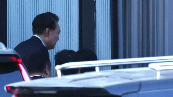 Yoon Suk Yeol pictured as he arrived at the Corruption Investigation Office for High-ranking Officials yesterday