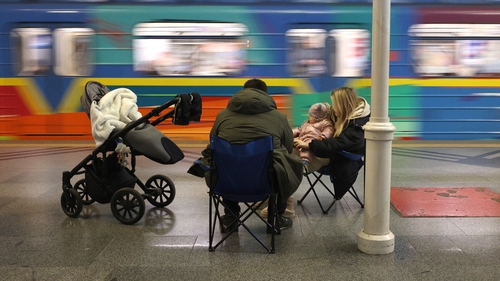 Residents in Kyiv have been taking shelter in metro stations during air strike alarms (File image)