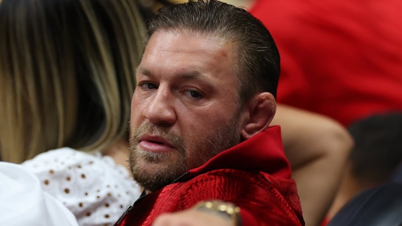 Conor McGregor pictured at an NBA game at the Kaseya Center in June 2023