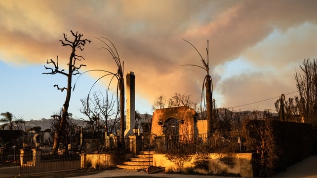 A burned-out home is seen in the Pacific Palisades neighbourhood of Los Angeles