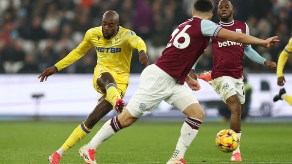 Jean-Philippe Mateta fires home the first of his two Crystal Palace goals