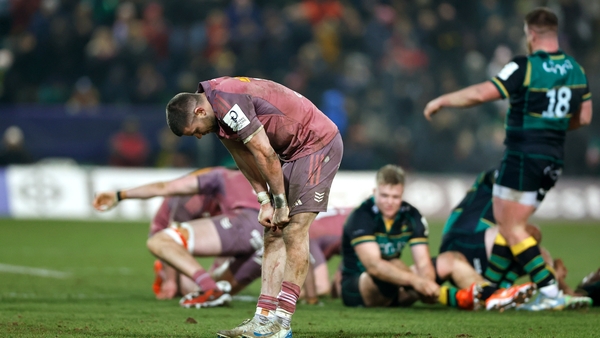 Diarmuid Kilgallen reacts after Munster's narrow defeat at Franklin's Gardens