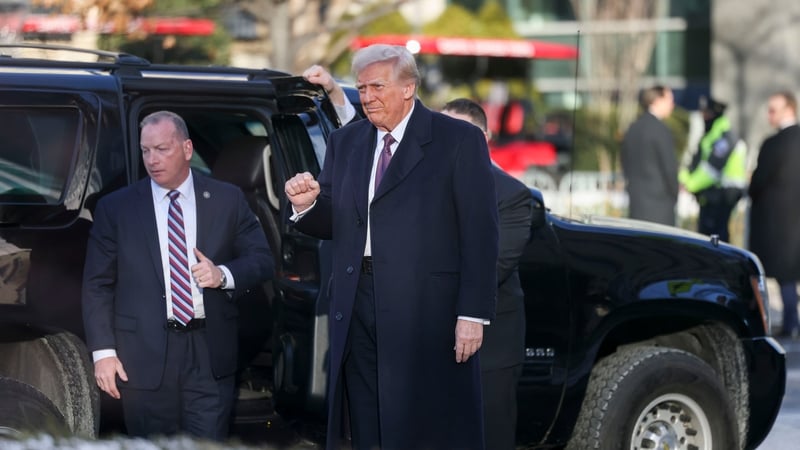 The first glimpse of Donald Trump as he arrived at St John's Episcopal Church for a religious service
