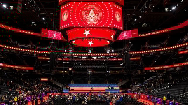 A snapshot of the 20,000-seat Capital One Arena where Donald Trump would later host the presidential parade. The night before the inauguration, Mr Trump held a victory rally at the venue that had a performance by the Village People - who sang YMCA