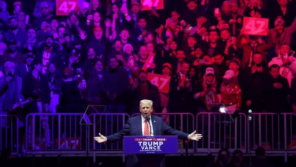 President Donald Trump at his rally before his inauguration.