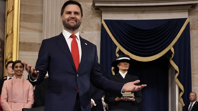 JD Vance arriving to the US Capitol's Rotunda as the Vice President-elect ahead of his oath of office