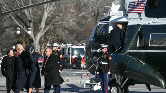 Former President Joe Biden and former First Lady Jill Biden leave Washington DC on a helicopter after the conclusion of the Democrat's presidency. Mr Biden ceased being president when Donald Trump was sworn in