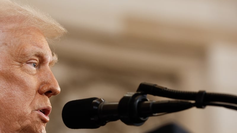 US President Donald Trump delivers his inaugural address at the Rotunda of the US Capitol in Washington, DC