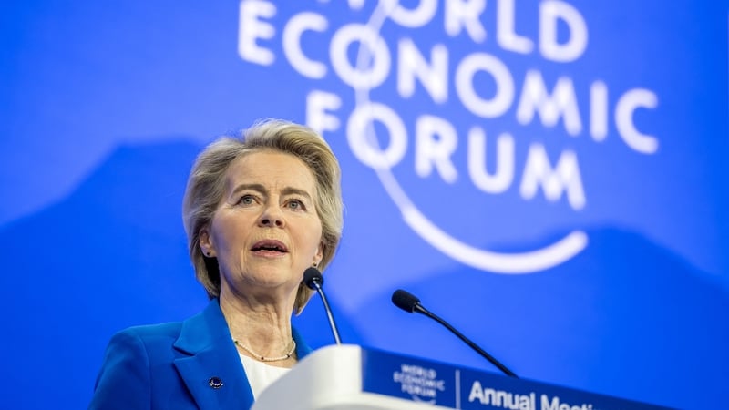 Ursula von der Leyen speaking at the World Economic Forum in Davos