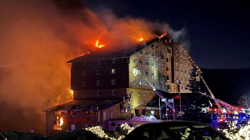 The fire occurred at the Grand Kartal Hotel in the Kartalkaya ski resort in the Bolu mountains