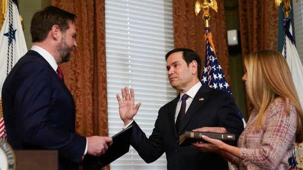Marco Rubio is sworn in as Secretary of State by Vice President JD Vance