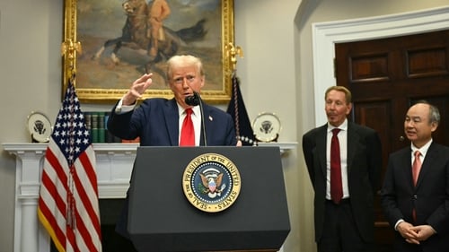The venture, called Stargate, 'will invest $500 billion, at least, in AI infrastructure in the United States,' Donald Trump said in remarks at the White House