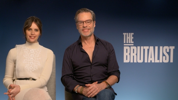 Felicity Jones stars opposite Guy Pearce (pictured) and Adrien Brody in The Brutalist - in cinemas from Friday