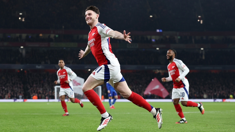 Declan Rice celebrates as he put Arsenal ahead