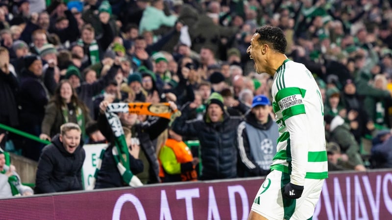 Adam Idah celebrates Celtic's late goal against Young Boys