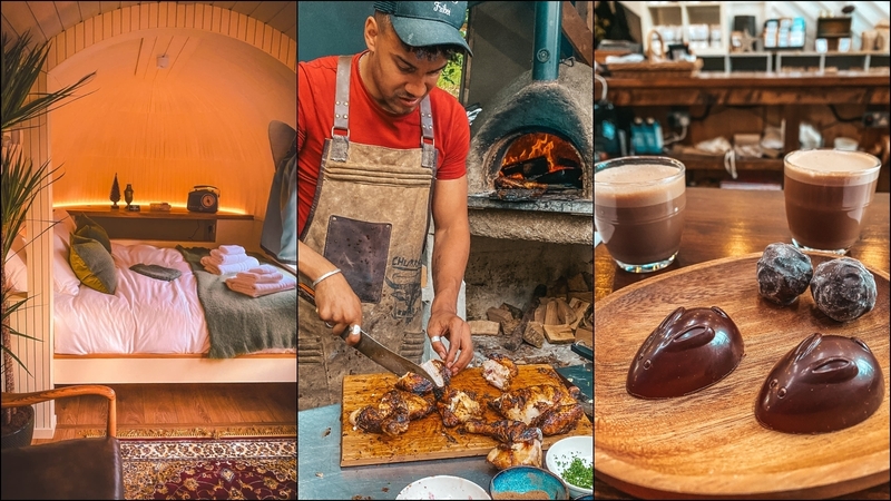 Mount Congreve eco pod; Nico Reynolds at The Wicklow Escape; Neary Nógs. Photos: Tara Povey