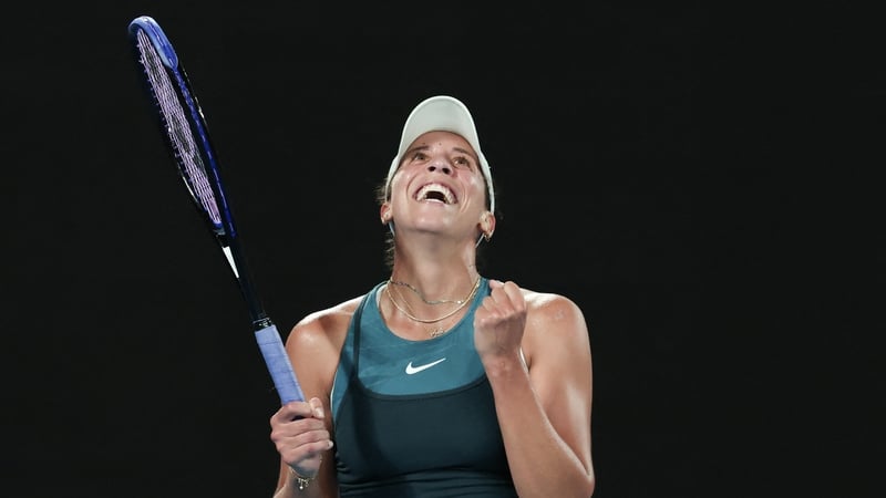 Madison Keys celebrates match point against five-time Grand Slam winner Iga Swiatek