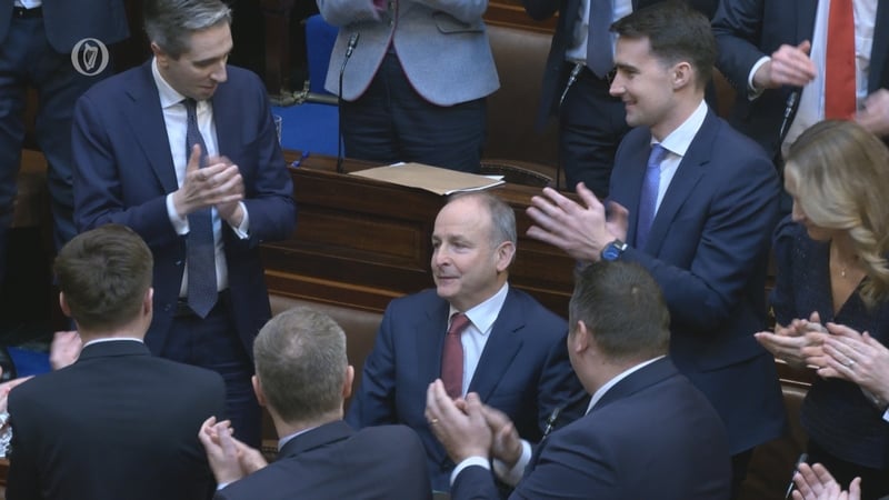 Taoiseach Micheál Martin is congratulated on his election in the Dáil