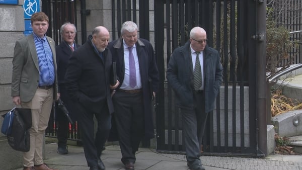 Members of the Abbey House Prayer Group leaving the High Court earlier this week accompanied by TD Mattie McGrath
