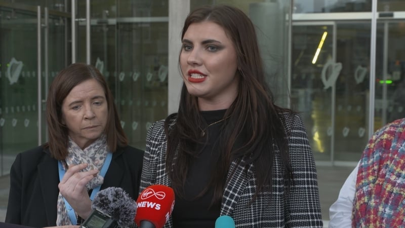 Natasha O'Brien speaking to reporters outside the Court of Appeal today