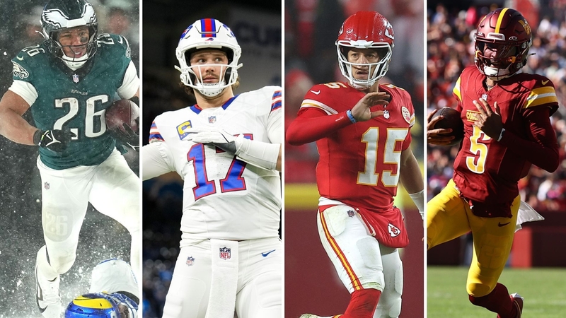 (L-R) Saquon Barkley, Josh Allen, Patrick Mahomes and Jayden Daniels will be crucial to their teams' hopes