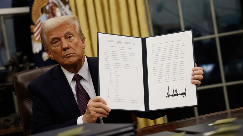US president Donald Trump gets to work signing executive orders in the Oval Office on January 20th 2025 in Washington, DC. Photo: Getty Images