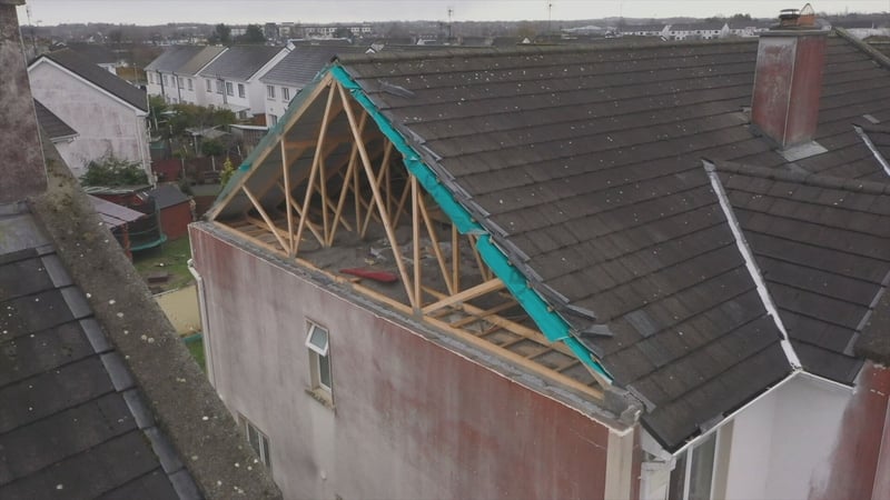 The gable end of the Egan family home in Ballinasloe was badly damaged during Storm Éowyn