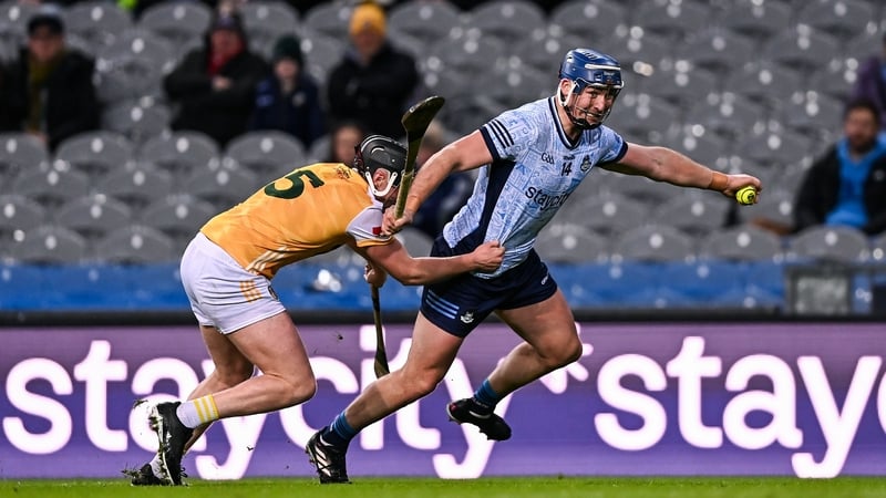 Dublin's John Hetherton holds off Declan McCloskey