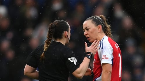 Katie McCabe was dismissed for a second yellow card