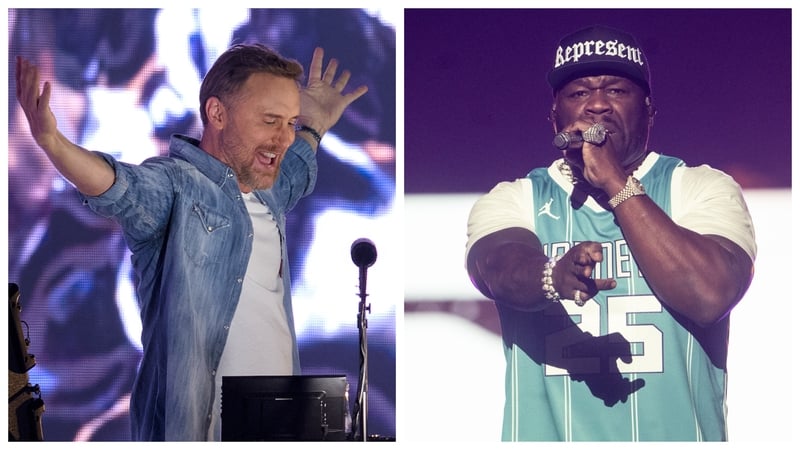 (L-R) David Guetta and 50 Cent - Dublin-bound for festival on 5 and 6 July