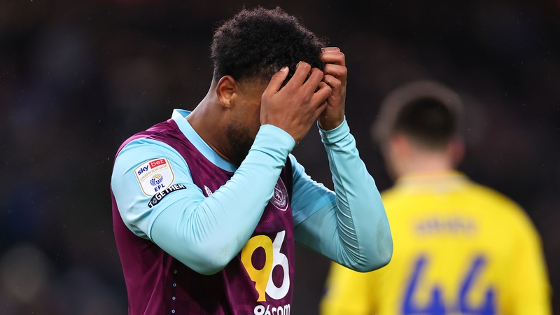 Burnley's Lyle Foster reacts during the draw with Leeds