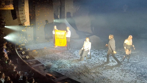 Just Stop Oil supporters disrupted a West End performance of The Tempest starring Sigourney Weaver at Theatre Royal Drury Lane