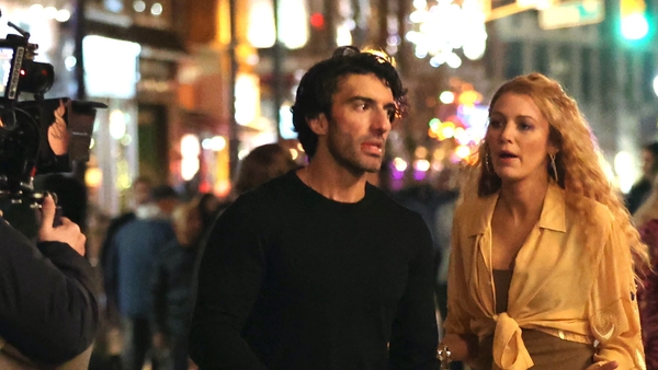 Justin Baldoni and Blake Lively on the set of It Ends with Us in January 2024